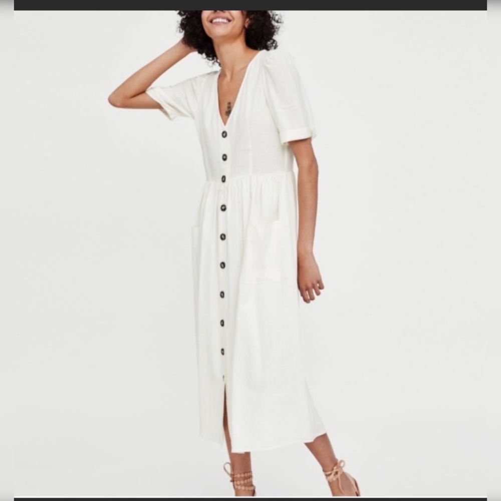 Zara Linen Button Up Dress
